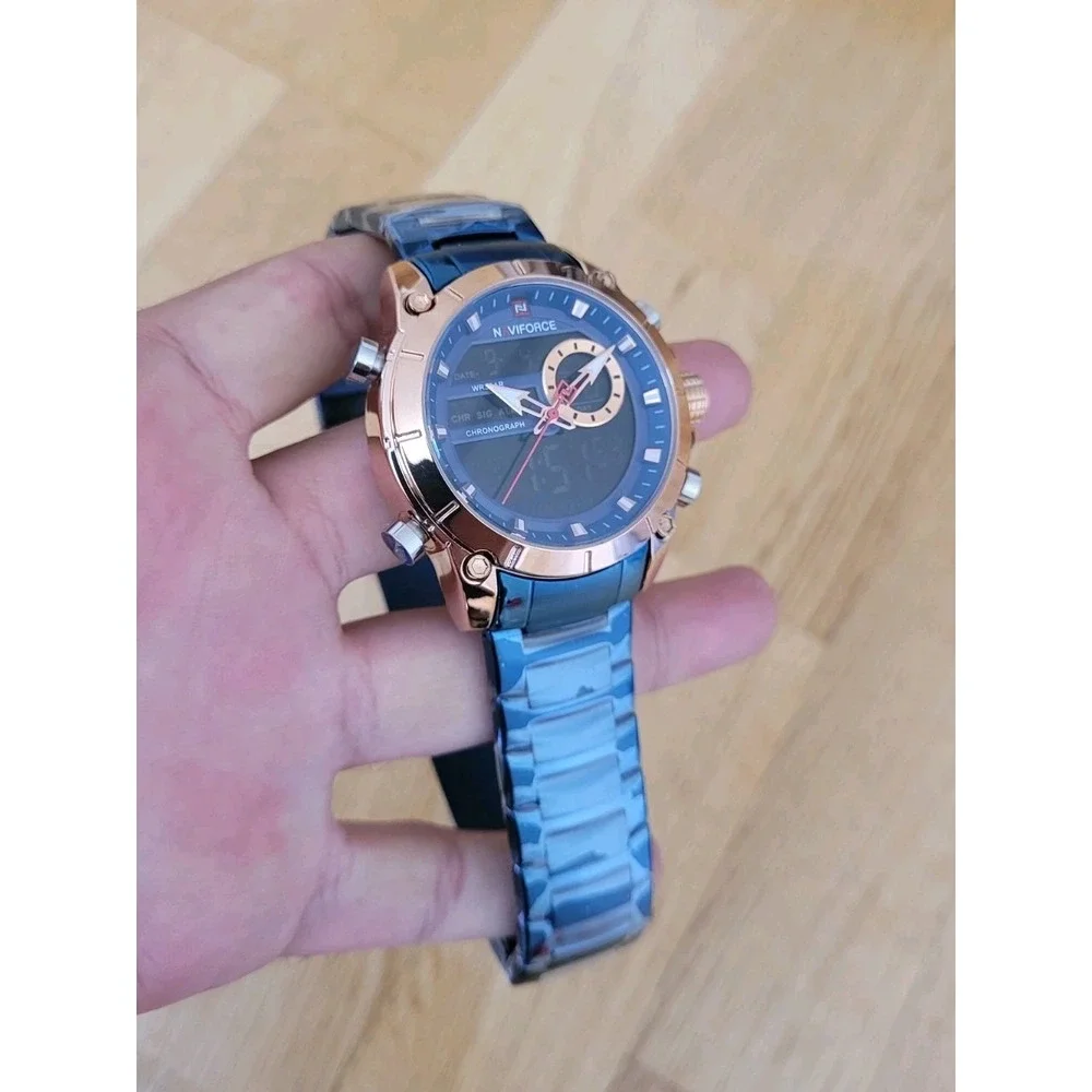 Naviforce Dual Display Watch in Stainless Steel For Men‎